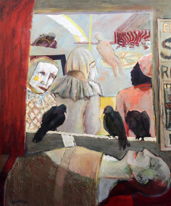 Hardy Botha (1947-) Death of a clown 34.75 x 30in., unframed